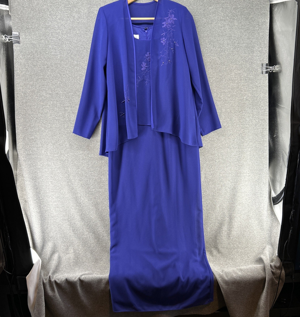 VTG Patra Evening Dress Set Womens Size 8 Embroidered Cardigan Formal Elegant